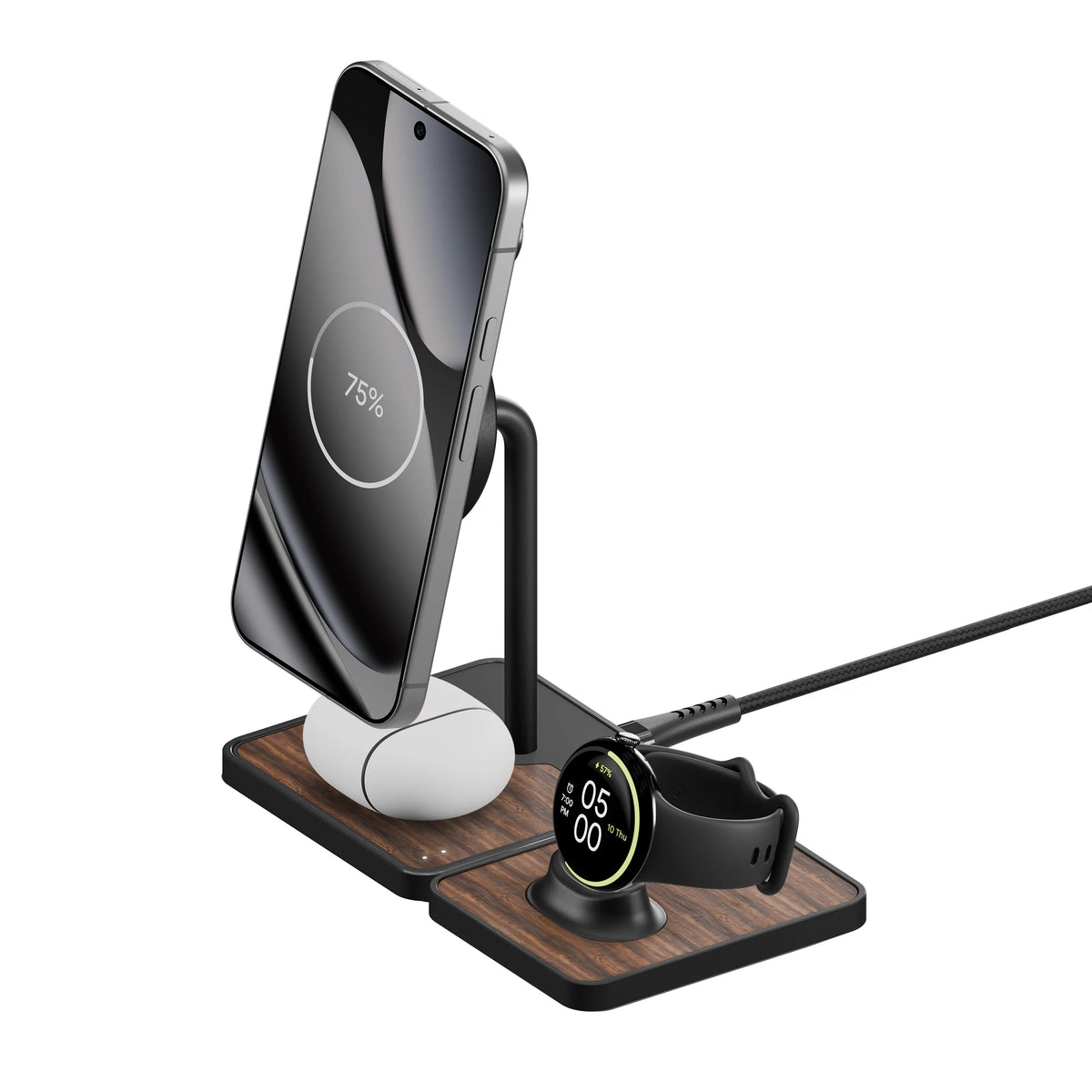Wireless Charging Stand and Pixel Watch Charger - Matte Black
